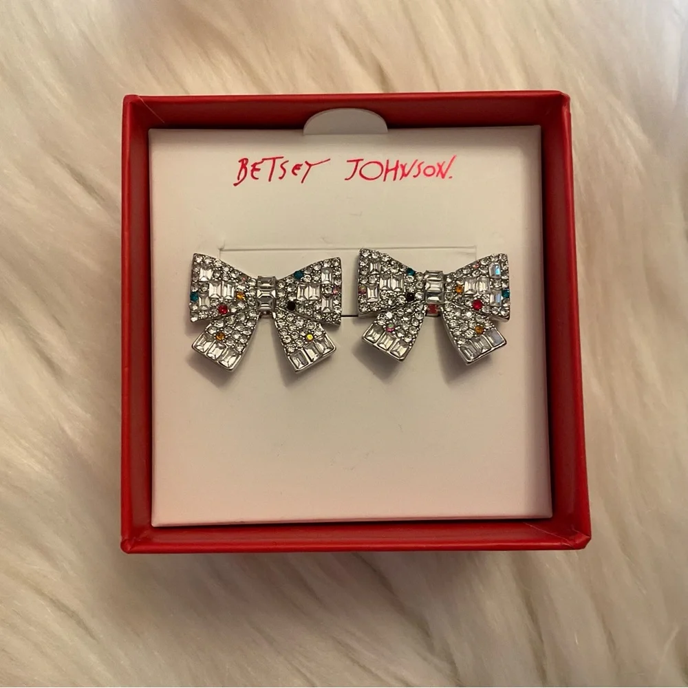 Betsey Johnson Holiday Bow Earrings - New in Box